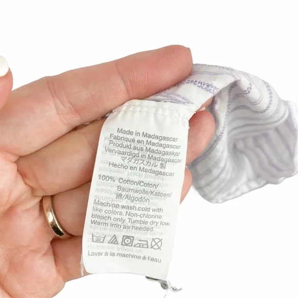 MADEWELL Central Stripe Button Down Oversized Shirt Cap Sleeve XXS - Picture 7 of 8